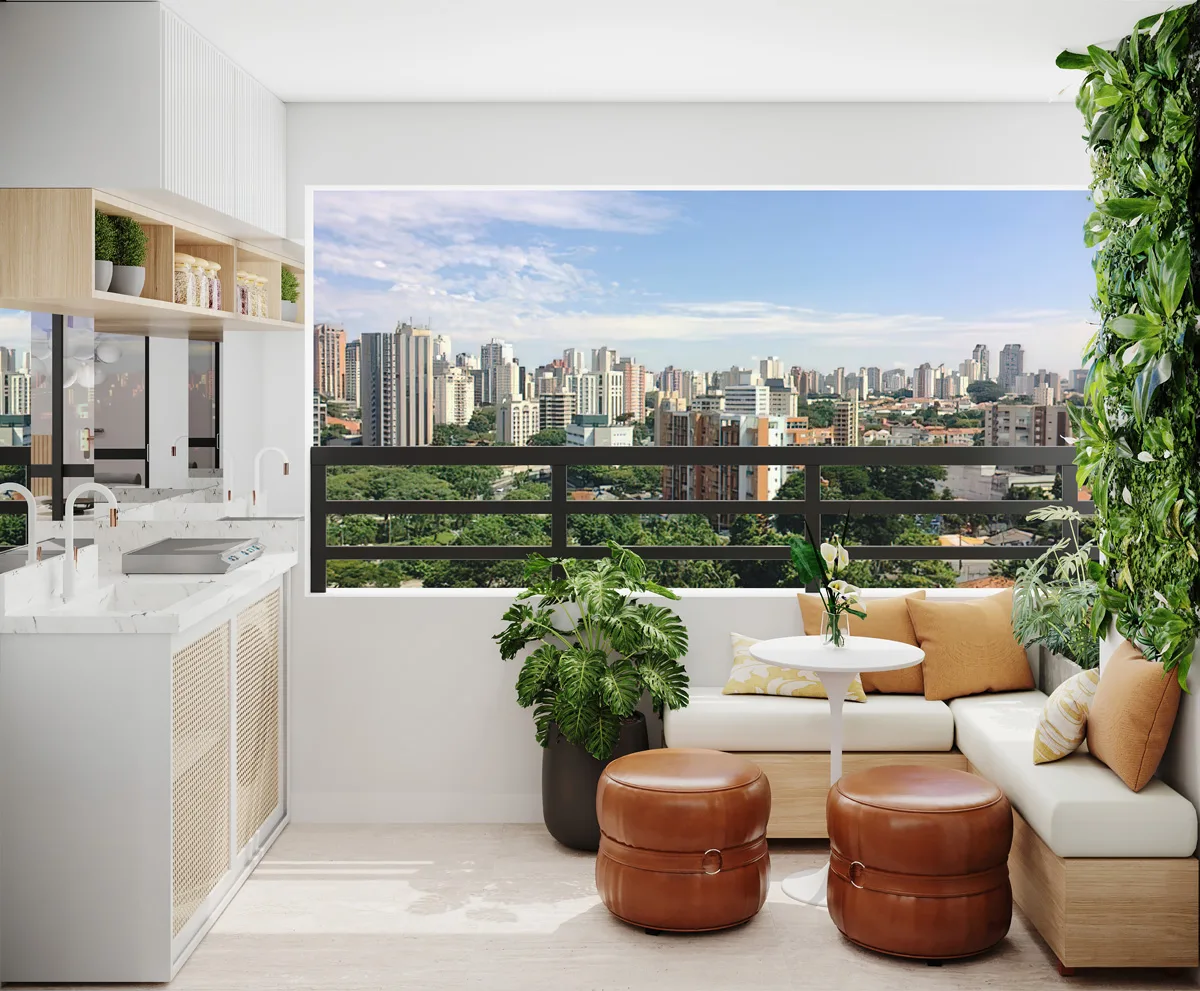Terraço gourmet com churrasqueira — 2 dorm