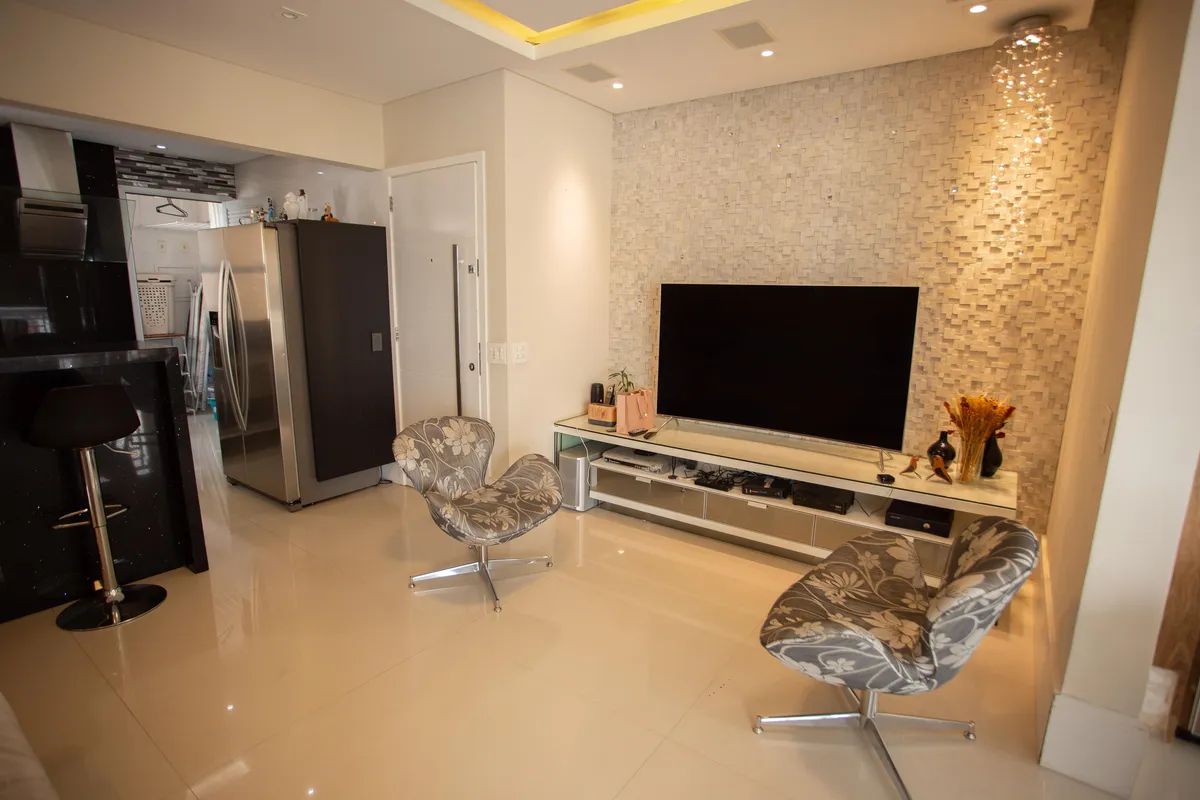 Sala do apartamento de 87m² mobiliado à venda no Giardino Bella Vita